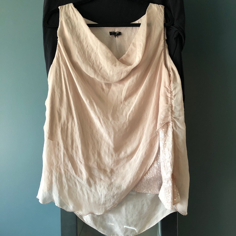 XL Silk Tank Sequin Dreamy Asymmetrical Italian